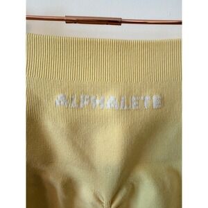 Alphalete Leggings Women Amplify Seamless Small Yellow Scrunch Butt High Waist